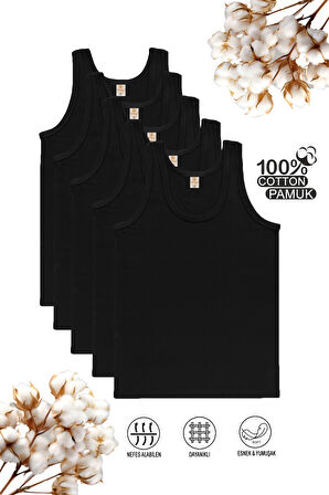 Özkan 0801 5'li Paket Erkek Çocuk %100 Pamuklu Ribana Kumaş Esnek Rahat Atlet