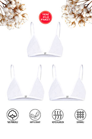Özkan 0923 3'lü Paket Kız Çocuk %95 Pamuklu Süprem Likralı Esnek Rahat Kapsız Pedsiz Alıştırma Sütyeni İnce Askılı Yarım Atlet Büstiyer;