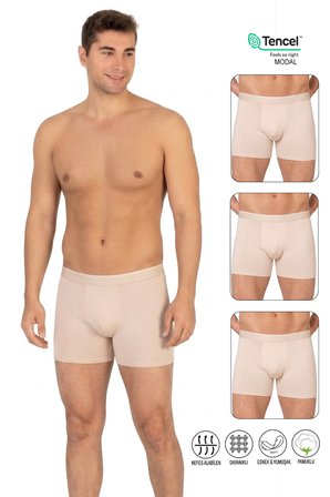 Özkan 11256 3'lü Paket Erkek Premium Kumaş Modal Pamuklu Esnek Yumuşak Boxer Şort
