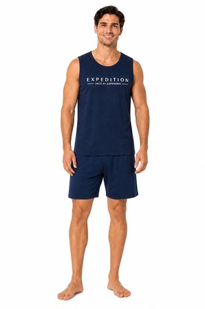 Özkan 1000-15-16-17 Erkek %100 Pamuklu Süprem Sıfır Kol Cepli Şortlu Pijama Takımı
