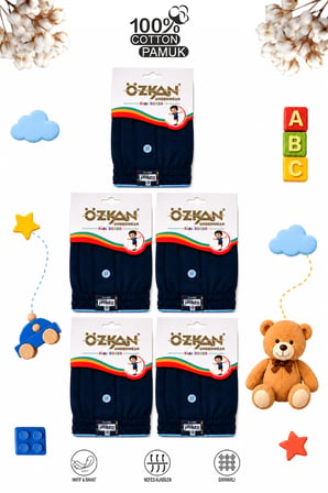 özkan 31223 5'li paket erkek çocuk %100 pamuklu premium kumaş rahat klasik kesim süprem penye boxer şort külot
