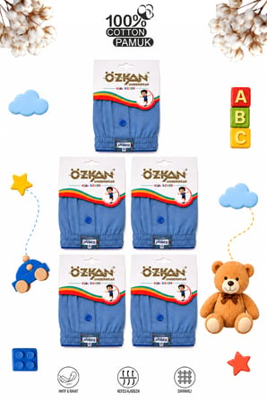 özkan 31223 5'li paket erkek çocuk %100 pamuklu premium kumaş rahat klasik kesim süprem penye boxer şort külot