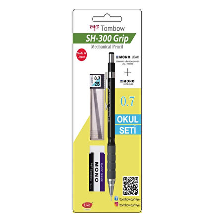 Tombow SH-300 Grip 0,7mm Siyah Versatil Kalem Okul Seti GR11