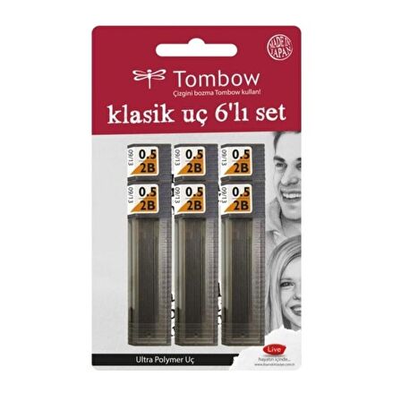 Tombow Min Klasik Mono Lead 2B Kalem Ucu 0.5 mm 6 Tüp