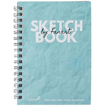 FANART ACADEMY F-8671 SKETCH BOCK A4 SPİRALLİ TURKUAZ KAPAK ESKİZ DEFTERİ 120GR.50YP.