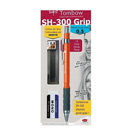 Tombow SH-300 Grip Mekanik Kurşun Kalem Okul Seti 0.5 Turuncu 