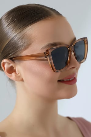 Kadın UV400 Cat Eyes Bal Rengi Güneş Gözlüğü 23026 c4