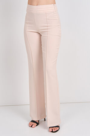 Moda İlgi Kadın Yüksek Bel İspanyol Paça Pantolon 4042 Taş