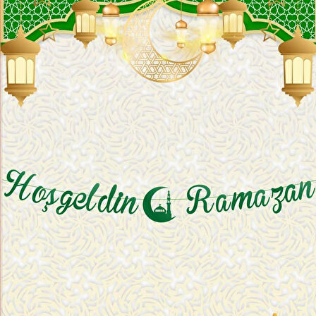 Yeşil Lüks Hoşgeldin Ramazan Temalı Stickerlı Ledli Süsleme Seti (Paket:3)