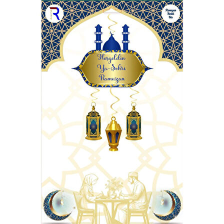 Lacivert Gold Hoşgeldin RamazanTemalı Süsleme Seti (Paket:4)
