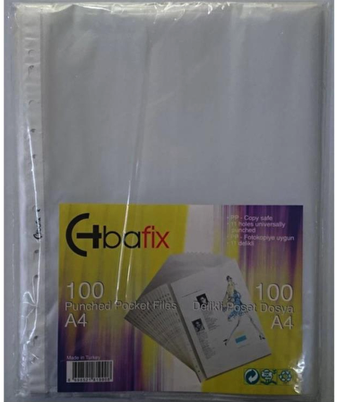 Bafix Plastik Eco Şeffaf Poşet Dosya 100 Adet