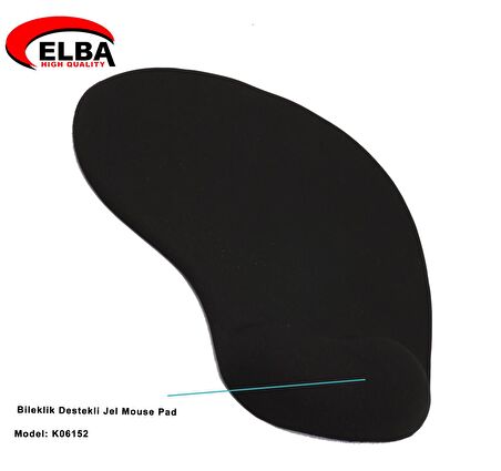 Elba K06152 Bileklikli Jel Mouse Pad Siyah