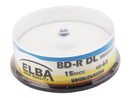 Elba Blu-Ray BD-R 6X 50GB 15Lİ Cake Box Prıntable