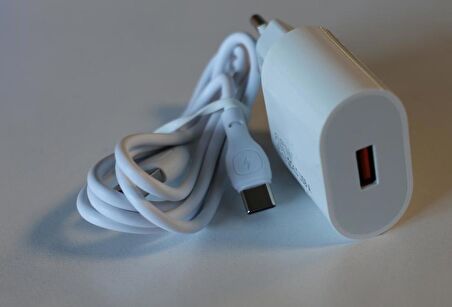Elba ELB06-USB-25WTypc  Beyaz Usb 25W Şarj Kafa +1Mt Usb Type-c Kablo QC4.0 (Akım Koruma-Hızlı Şarj)