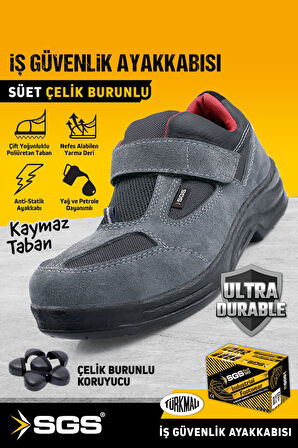 SGS1843 43 Numara Çelik Burunlu İş Güvenliği Ayakkabısı Süet Ayakkabı