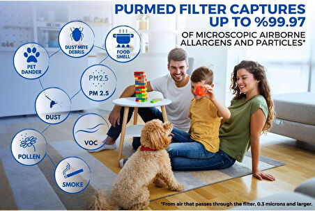 Purmed Philips 3200 Serisi AC3210, AC3220, AC3221  Uyumlu - FY3200/30 - 1 Adet Hepa + Karbon Filtre