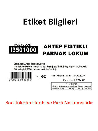 Antep Fıstıklı Parmak Lokum 1KG