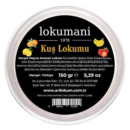 Kuş Lokumu 150 Gr (Çilek - Limon - Muz - Portakal)