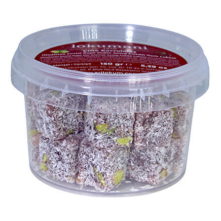 Hindistan Cevizi Kaplı Çifte Kavrulmuş Duble Antep Fıstıklı Narlı Lokum 150 Gr