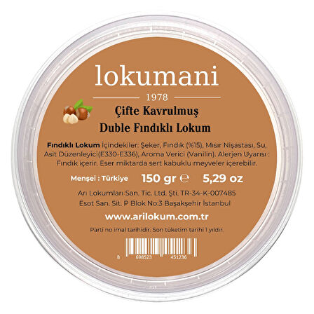 Çifte Kavrulmuş Duble Fındıklı Lokum 150 Gr