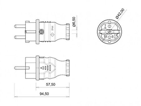 Bemis Kauçuk Düz Fiş 1x16 Amper 220 Volt BK1-1402-2011