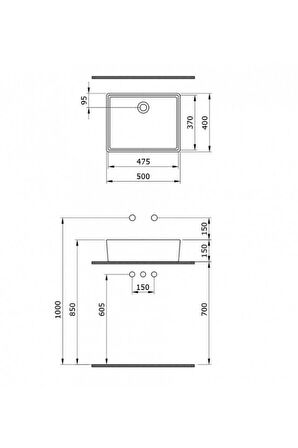 Milano 50 Cm Çanak Lavabo Parlak Bisküvi 1215-014-0125