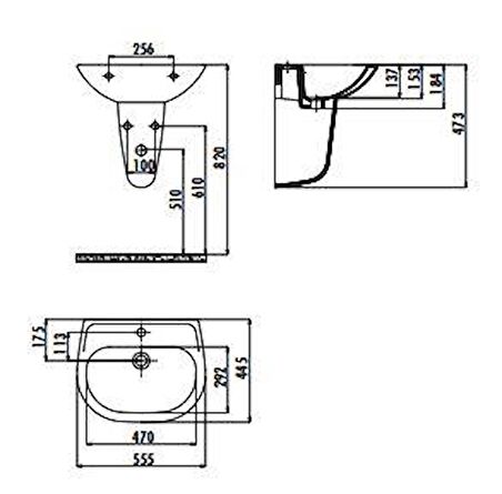 Creavit Sedef 45x55 cm Duvara Monte Lavabo SD055