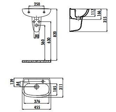 Creavit 30x45 cm Oval Duvara Monte Lavabo TP031