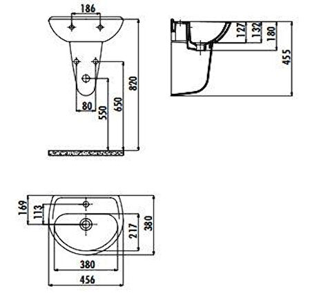 Creavit 36x45 cm Oval Duvara Monte Lavabo TP146
