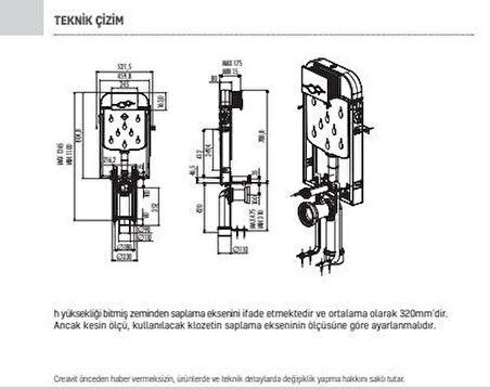 Creavit Asma Klozet İçin Gömme Rezervuar GR5001 + Ore Mat Gri Kumanda Paneli GP3002 CRV.SET0020.3002