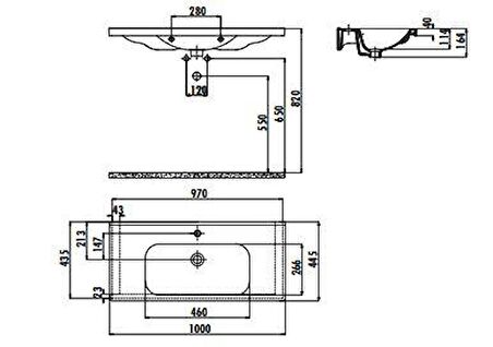 Creavit Eksen 45x100 cm Etajerli Mobilya Dolap Uyumlu Lavabo EK100