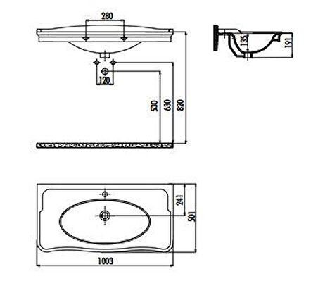 Creavit Antik 50x100 cm Mobilya Uyumlu Duvara Monte Lavabo AN100