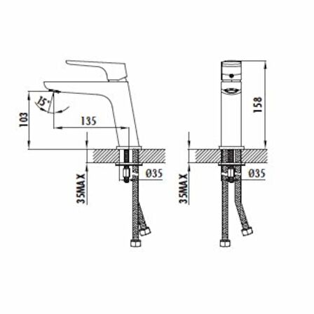 Creavit Slope SP1500 Lavabo Bataryası Armatür Musluk