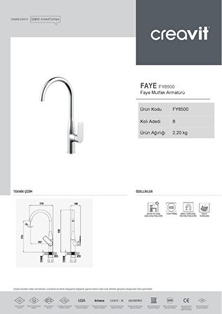 Creavit FY8500 Faye Lüx Evye Mutfak Armatürü Bataryası ORJİNAL