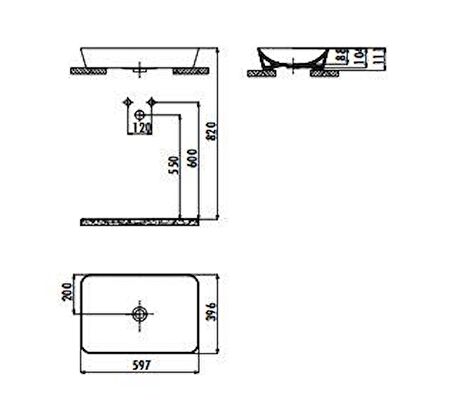 Creavit Ultra 60 cm Tezgah Üstü Çanak Lavabo (İnci Beyazı Mat) UL060.G0000 