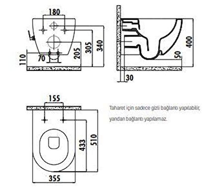 Creavit Free Rim-Off Kanalsız Asma Klozet FE322 Kapak Hariç