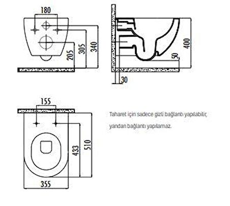 Creavit Free Rim-Off Kanalsız Asma Klozet (Mat Siyah) FE322 Kapak Hariç