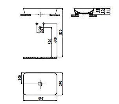 Creavit Ultra 60 cm Tezgah Üstü Çanak Lavabo (Mat Siyah) UL060 