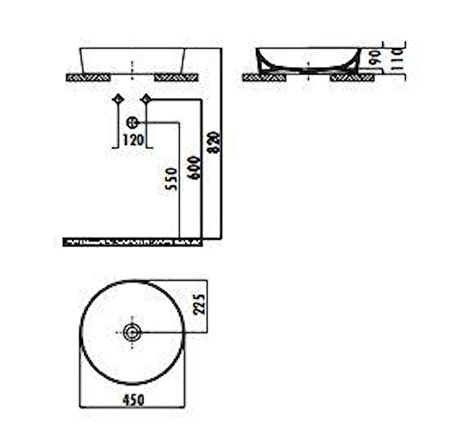 Creavit Ultra 45 cm Tezgah Üstü Çanak Lavabo UL145