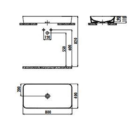 Creavit Ultra 80 cm Tezgah Üstü Çanak Lavabo UL080