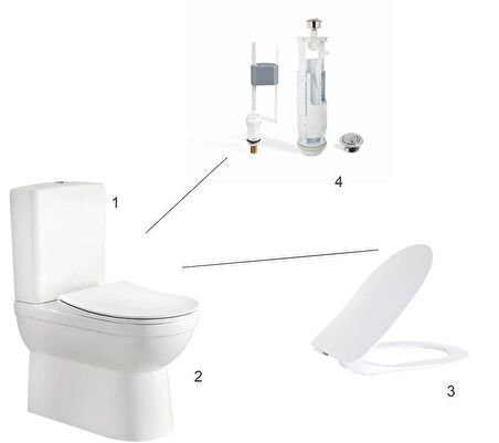Creavit Letoon Kanalsız Duvara Dayalı Klozet Seti - 4 Parça CRV.SET0041.002