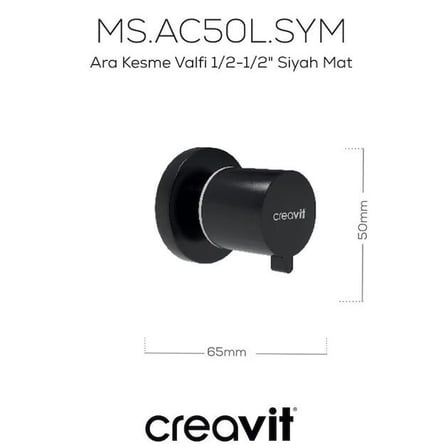 Creavit Aç Kapa Ara Kesme Valfi (G 1/2") Mat Siyah AC50L