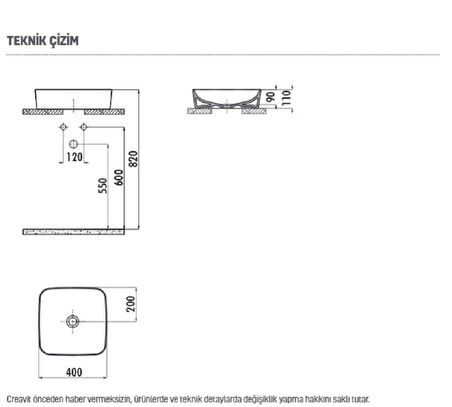 CREAVİT  UL040.00MB Ultra Kare Çanak Lavabo 40 cm İnci Mat Beyaz