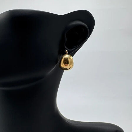Çelik Gold Vintage Top Halka Model Küpe - Gold