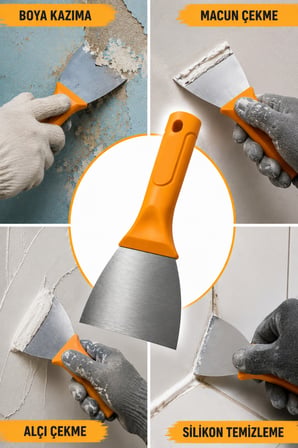 Paslanmaz Çelik Spatula 100 mm Boya Kazıma Macun Çekme Alçı ve Silikon Temizleme Malası
