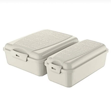 Titiz Takeaway 2 Bölmeli Yemek Kabı - Kaşıklı & Çatal Setli Pratik Yemeği Kabı Krem Rengi