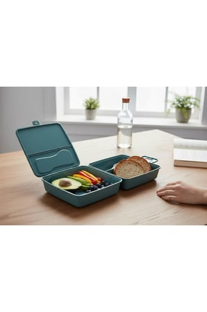 Bölmeli Saklama ve Yemek Kabı – BPA’sız Sağlıklı – Kilit Kapak – Taşınabilir Lunchbox- Su Yeşili