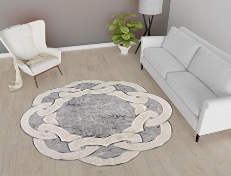 Vitaus Kaymaz Tabanlı Yıkanabilir Halı FGR-S416-Yuvarlak-160x160