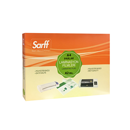 SARFF 42mic A4(216X303) PARLAK LAMİNASYON FİLMİ (100 ADET)