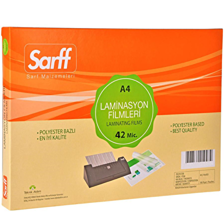 SARFF 42mic A4(216X303) PARLAK LAMİNASYON FİLMİ (100 ADET)